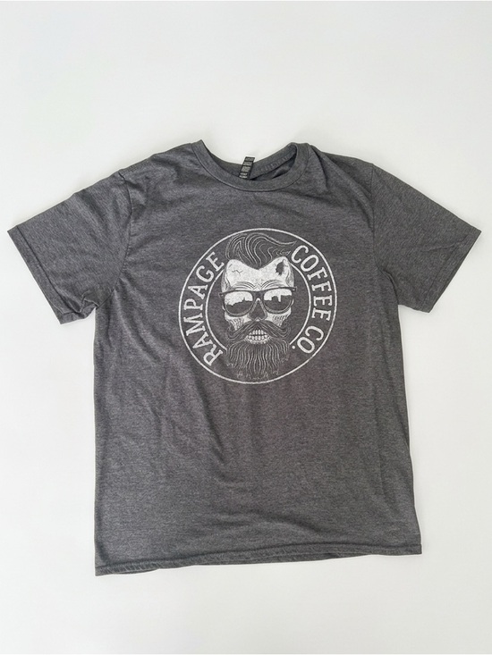 Gildan Other - EUC Rampage Coffee Hipster Skull Logo Grey Crew Neck T Shirt Size Large